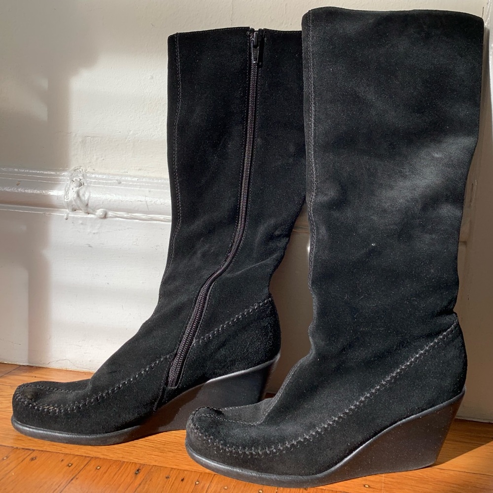 AEROSOLES Wedge Heel Suede Knee-High Boots